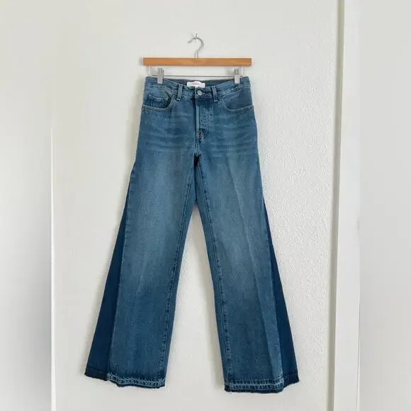 NWT BA&SH Vadou jeans / 2 tone wide flare leg jeans / size 2 - Picture 4 of 9